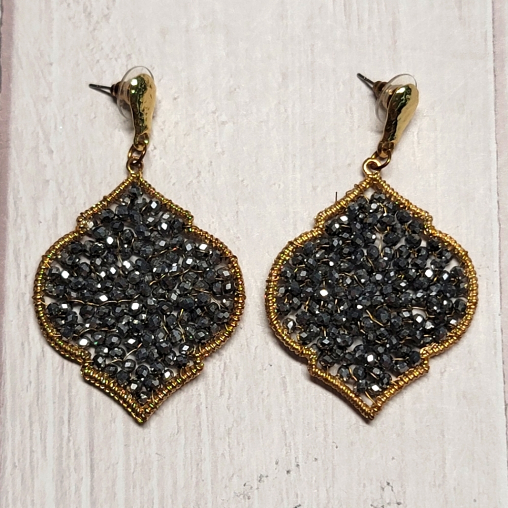 Beaded arabesque earrings